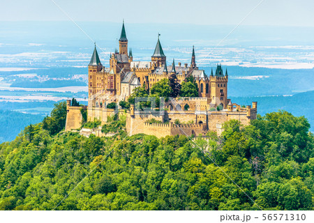 Hohenzollern Castle on mountain top, Germany 56571310