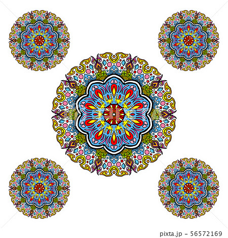 Colorful mandala by free hand draw style in kind 56572169