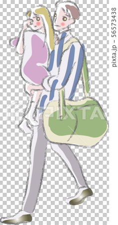 女の子を抱っこして歩く男性 56573438