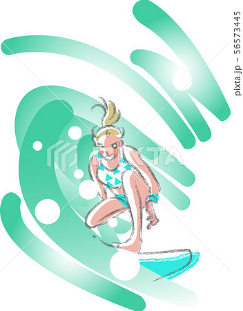 サーフインをしている女性 56573445