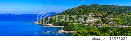 夕陽が丘そとめ　角力灘と出津文化村の眺め　世界遺産　ながさきサンセットロード　パノラマ　【長崎市】 56575022