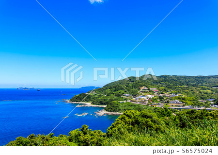 夕陽が丘そとめ　角力灘と出津文化村の眺め　世界遺産　ながさきサンセットロード　【長崎県長崎市外海】 56575024