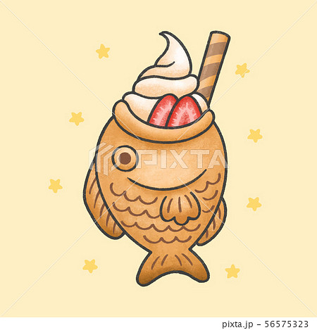 Taiyaki ice cream with strawberry dessert cartoon Taiyaki ice cream with strawberry dessert cartoon 56575323