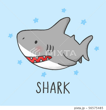 Cute Shark cartoon hand drawn style 56575485