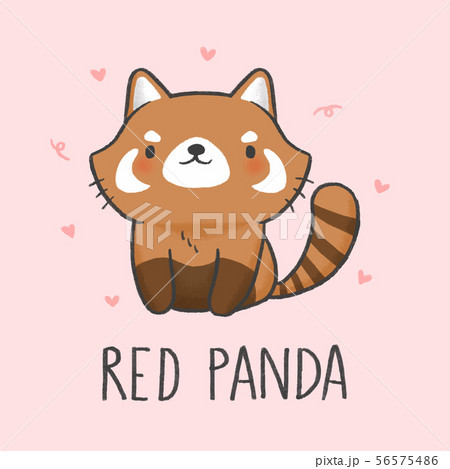 Cute Red Panda Cartoon Hand Drawn Style Stock Illustration