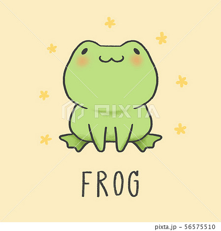 Cute Frog cartoon hand drawn style - Stock Illustration [56575510] - PIXTA