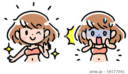 漫画風 挿絵風 セルフケア ダイエット 女性 アップのイラスト素材