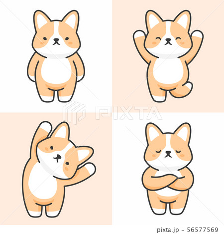 Vector set of cute corgi characters Vector set of cute corgi characters 56577569