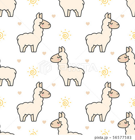 Cute Llama Seamless Pattern Backgroundのイラスト素材 56577583 Pixta