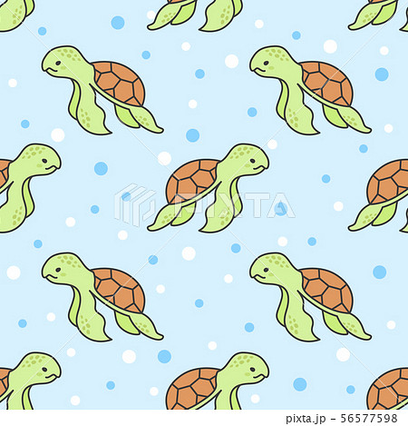 Cute Turtle Seamless Pattern Backgroundのイラスト素材