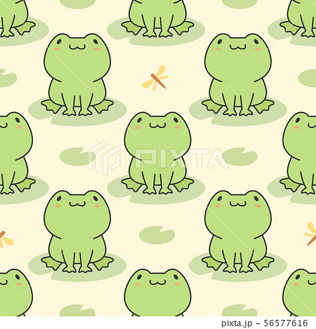 Cute Frog Seamless Pattern Backgroundのイラスト素材