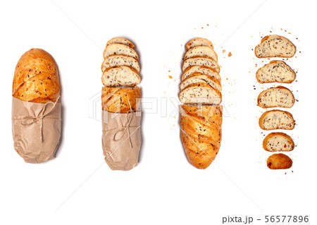 Whole, half, sliced homemade wheat grain fresh 56577896