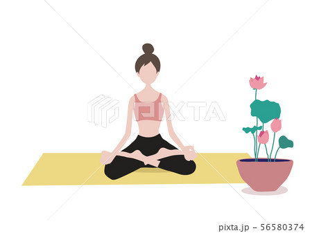 Yoga 蓮華座のポーズ のイラスト素材