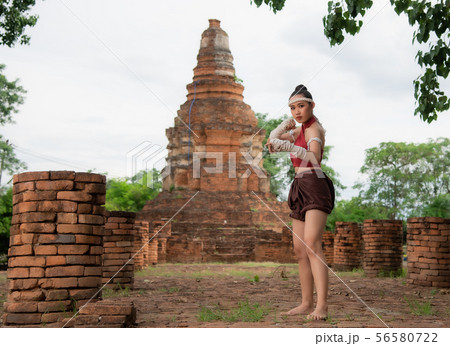 Muay Thai woman and Healthy concept. 56580722