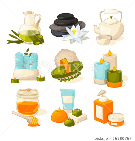 Vector symbols of massage or spa salon. Therapy and zen pictures Vector symbols of massage or spa salon. Therapy and zen pictures 56580767
