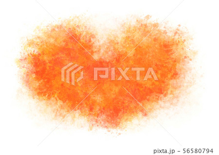 ハート オレンジ アブストラクト 水彩 背景のイラスト素材