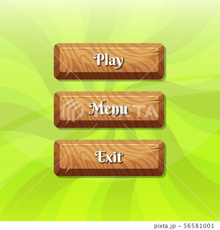 Vector cartoon style wooden buttons with text for game Vector cartoon style wooden buttons with text for game 56581001