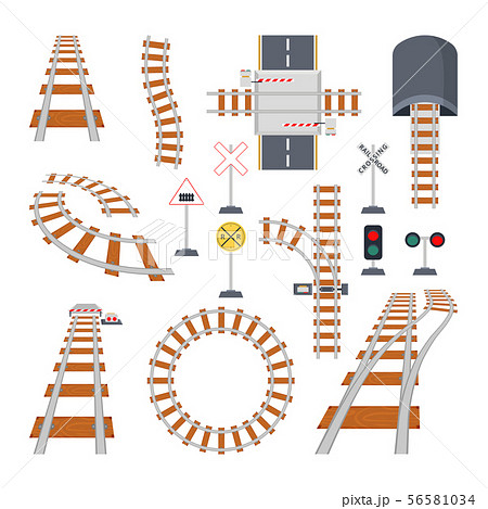 Different Structural Elements Of Railway のイラスト素材