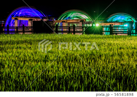 朝倉　三連水車大壁画　稼働中　ライトアップ　【福岡県朝倉市】 56581898