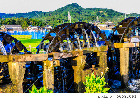 朝倉 三連水車大壁画 稼働中 夕景 【福岡県朝倉市】 朝倉 三連水車大壁画 稼働中 夕景 【福岡県朝倉市】 56582091