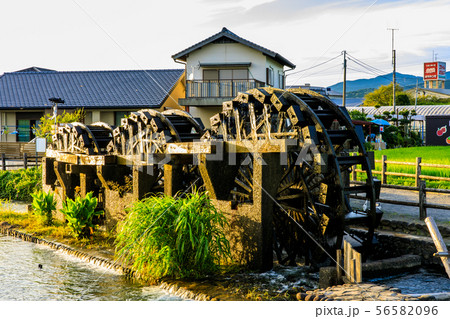 朝倉 三連水車大壁画 稼働中 夕景 【福岡県朝倉市】 朝倉 三連水車大壁画 稼働中 夕景 【福岡県朝倉市】 56582096