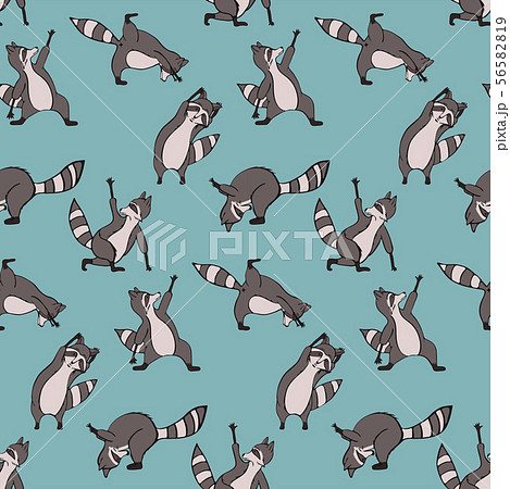Design seamless pattern raccoon in yoga asana. 56582819