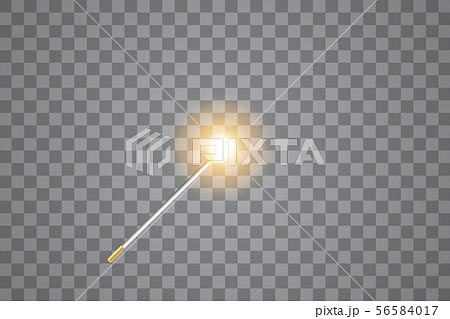 Golden Magic wand. Vector illustration. Isolated on transparent background. 56584017