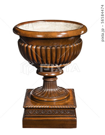 Wooden mahogany indoor large carved urn 56584474