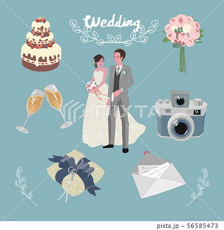結婚式 披露宴 セット 背景付 のイラスト素材
