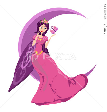 beautiful Fairy on moon, isolated illustration beautiful Fairy on moon, isolated illustration 56586135