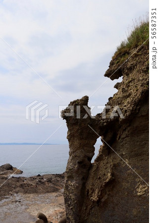 北海道せたな町　奇岩　親子熊岩 56587351