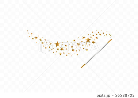 Magic wand with a stars on transparent background. Trace of gold dust. Magic abstract background 56588705