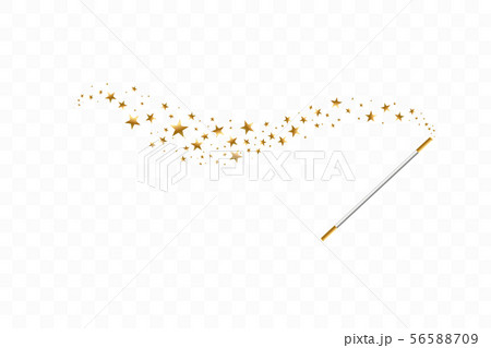 Magic wand with a stars on transparent background. Trace of gold dust. Magic abstract background 56588709