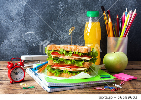 Healthy lunch for school with sandwich, Healthy lunch for school with sandwich, 56589603