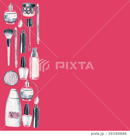 Cosmetic products with ingredient plants in watercolor illustration for posters, patterns 56589886