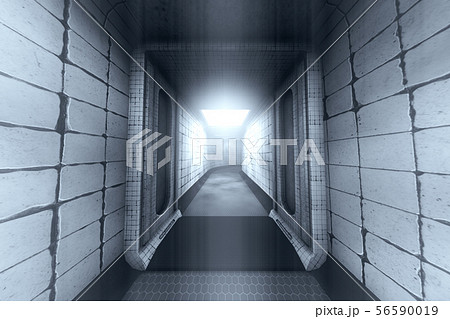 Spooky Haunted Lunatic Hospital Corridor 3D Illust 56590019
