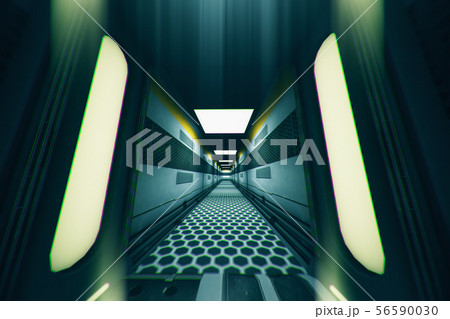 Space Station Corridor System 3D Illustration 56590030