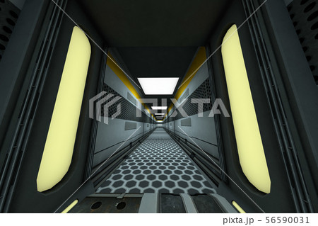 Space Station Corridor System 3D Illustration 56590031