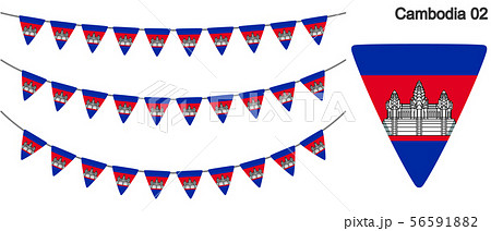 カンボジアの国旗のガーラーンド　ベクターデータ（bunting garland）