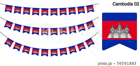 カンボジアの国旗のガーラーンド　ベクターデータ（bunting garland）