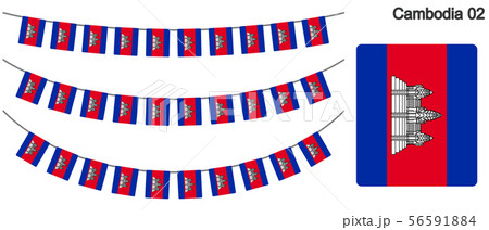 カンボジアの国旗のガーラーンド　ベクターデータ（bunting garland）
