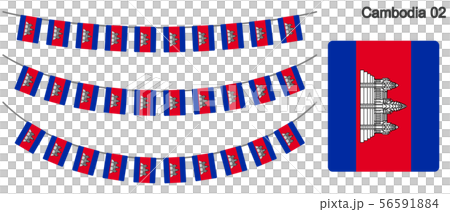カンボジアの国旗のガーラーンド　ベクターデータ（bunting garland） 56591884