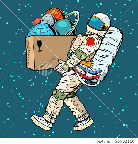 space exploration concept. astronaut takes the planet in a box space exploration concept. astronaut takes the planet in a box 56592110