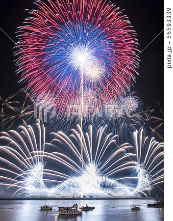 三重県 桑名水郷花火大会の写真素材