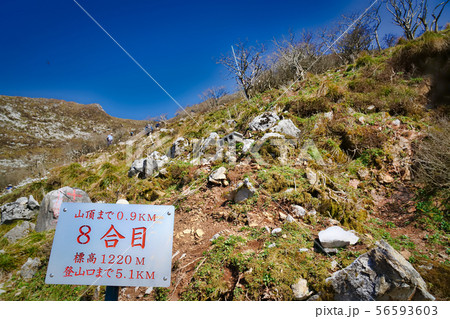 登山道8合目を示す看板 56593603