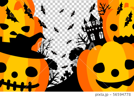 ハロウィン かぼちゃ コウモリ ポストカードのイラスト素材