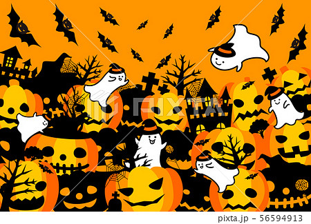 ハロウィン かぼちゃ コウモリ おばけ ポストカード ハロウィン かぼちゃ コウモリ おばけ ポストカード 56594913
