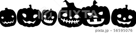 ハロウィン かぼちゃ おばけ 黒シルエット 6個列 ハロウィン かぼちゃ おばけ 黒シルエット 6個列 56595076