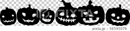 ハロウィン かぼちゃ おばけ 黒シルエット 6個列 ハロウィン かぼちゃ おばけ 黒シルエット 6個列 56595076