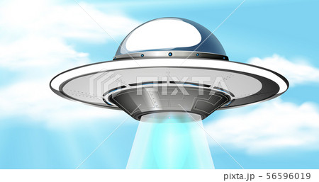 Background scene with blue sky and spaceship 56596019